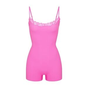 SKIMS NWT Fits Everybody Lace Onesie in Neon Orchid; Size L